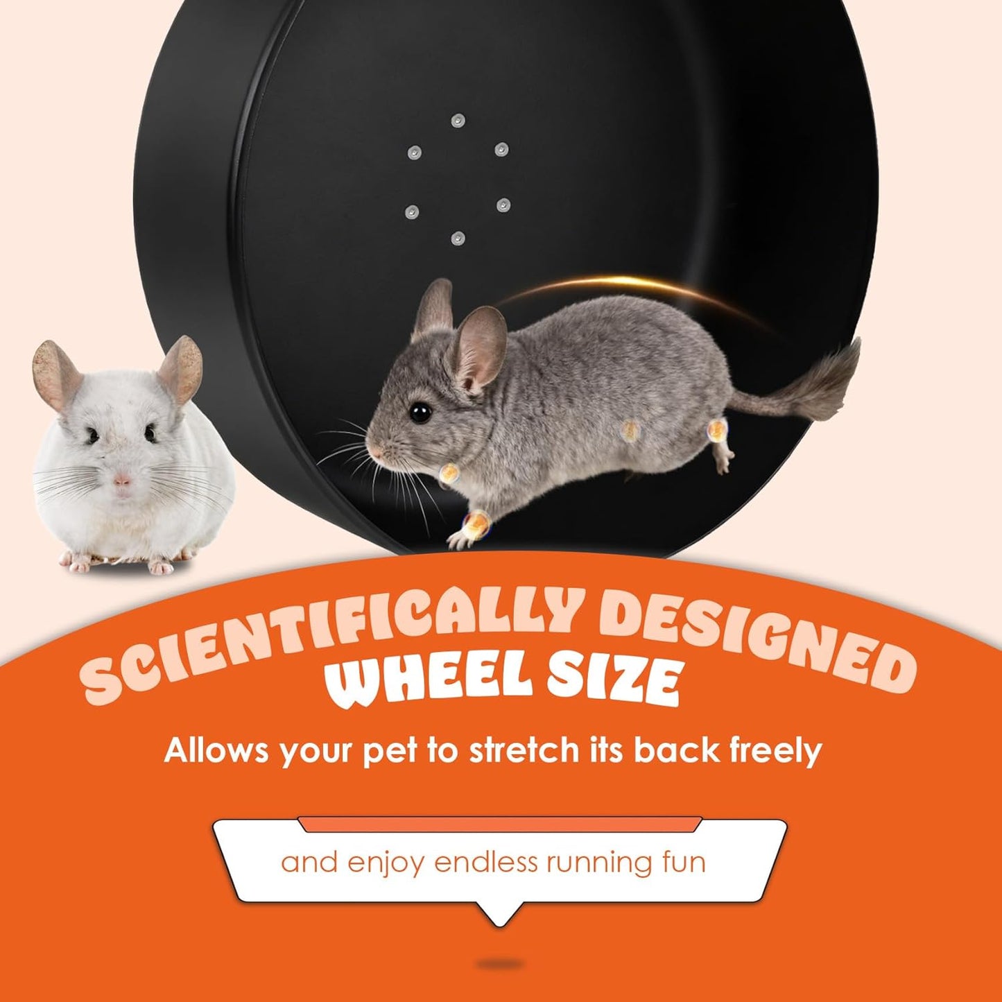 Enhanced 15" Aluminum Alloy Exercise Wheel for Chinchillas, Ultra-Quiet Noiseless Running Wheel with Wide Track for Hamsters, Hedgehogs, Squirrels and Other Small Pets, Durable Easy-Clean Design