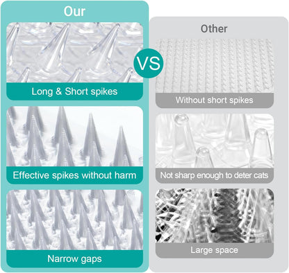 SHENLIU 16 Pieces Cat Deterrent Mat, 16 x 13 Inches Clear Plastic Cat Deterrent Repellent Mat with Spikes Keep Dogs Off Counter Anti Pet for Outdoor Indoor Plants Garden Sofa Window