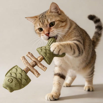 Purrident - Fix Cat Dental Health, Natural Dental Chew for Cats, Fishbone Shape Cat Teething Toy with Catnip, Durable Feline Tooth Care Tool for Indoor & Adult Cats (3PCS-D)