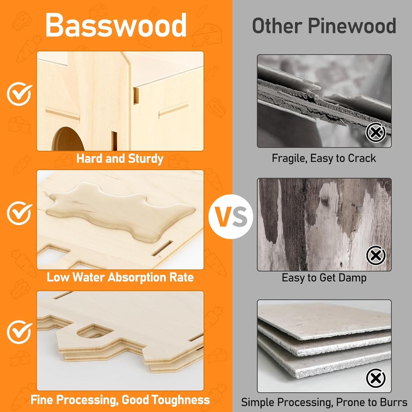 Guinea Pig Hideout House, Deluxe Wooden Hamster Hideout with Climbing Ladder & Rest Zone, Bunny Castle Tower Toy for Guinea Pig Chinchilla Gerbil Hedgehog Small Animal House Habitat Hut