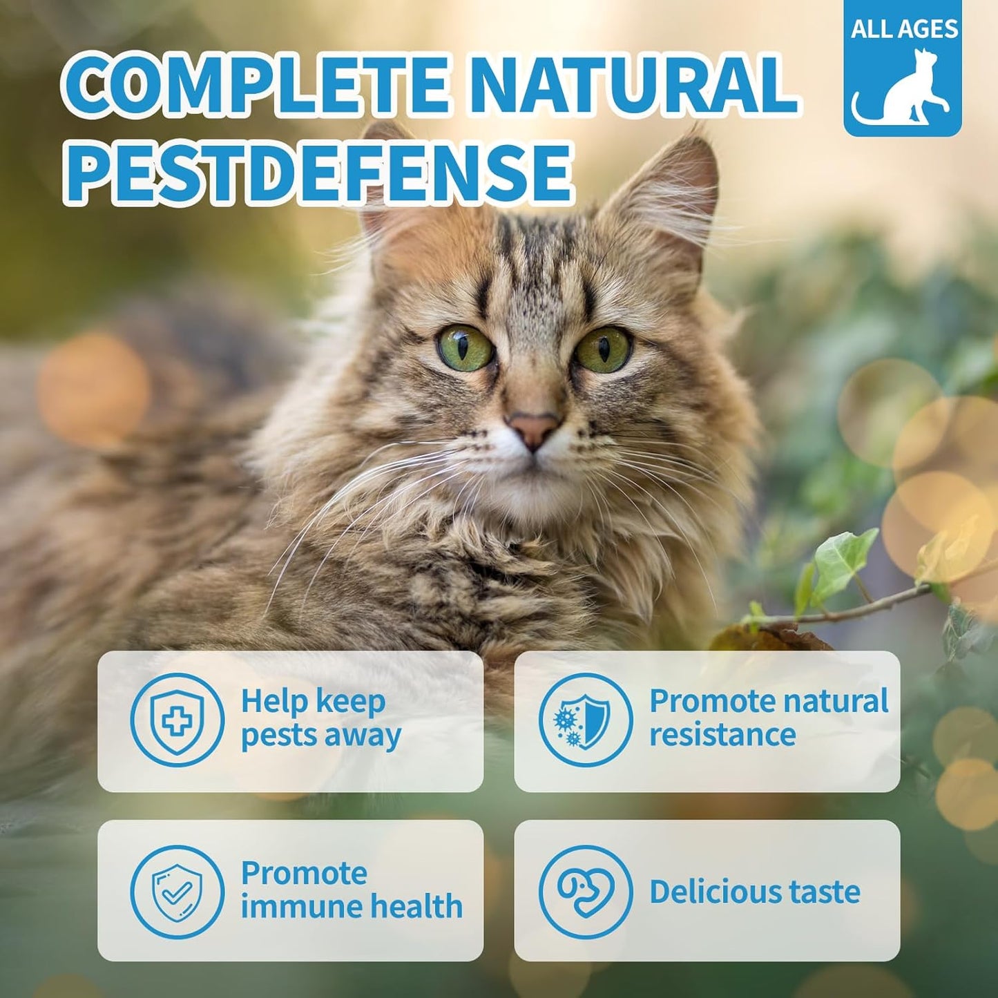 Flea and Tick Prevention for Cats Chewables 230 Soft Treats - Flea and Tick Chews Supplement, Vet Recommended Supplement Chews, Skin & Coat Support for Cats, Kitten, All Breeds & Sizes