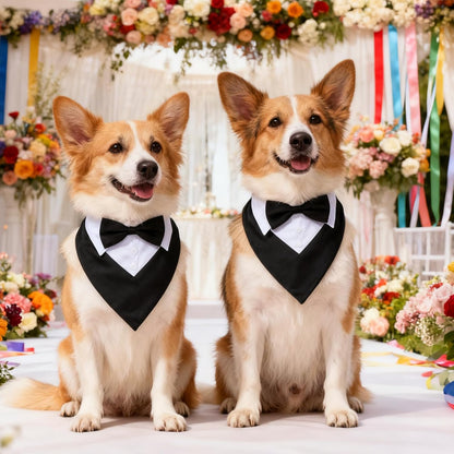 Dog Tuxedo Suit Wedding Bandana Collar with Bow Tie Adjustable Formal Suit Costume Dog Tux, Wedding Engagement Birthday Tuxedo for for Large X-Large Dogs Pets (X-Large: Neck 21"-30")