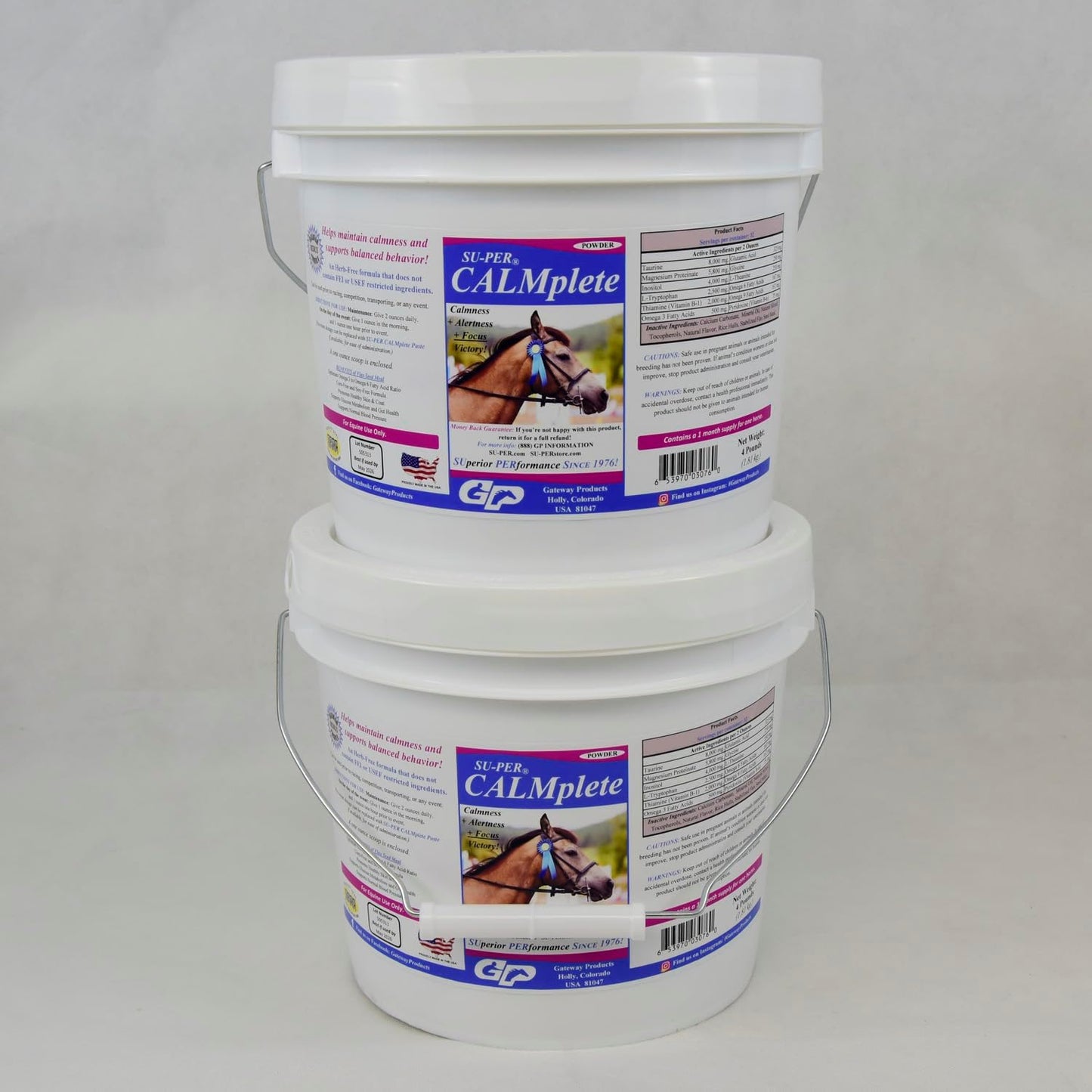 SU-PER CALMplete Calming Horse Supplement - Maintain Calmness & Balanced Behavior - Thiamine, Tryptophan & Magnesium - 4 Pounds, (2 Pack)