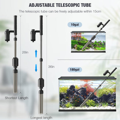 AKKEE Aquarium Vacuum Gravel Cleaner, 18W Electric Fish Tank Cleaner Vacuum, 6 in 1 Multifunctional Aquarium Cleaner for Automatic Water Change, Wash Sand, Water Circulation and Timed Off