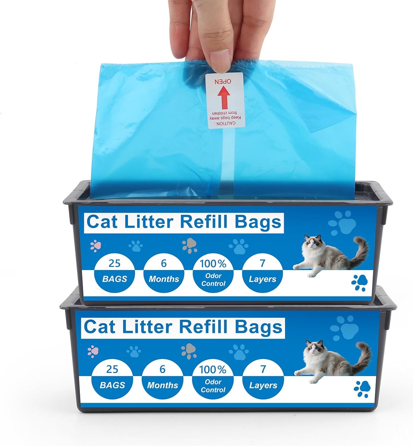 2 Pack Cat Litter Refill Bags Compatible with Litter Genie Easy Roll Pail,Lasting Refills,Leak-Proof & Easy-Tear,Ultimate Odor Control Cat Litter Bags,(50 Bags Total)