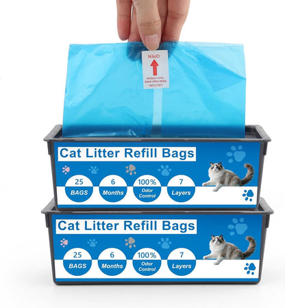 2 Pack Cat Litter Refill Bags Compatible with Litter Genie Easy Roll Pail,Lasting Refills,Leak-Proof & Easy-Tear,Ultimate Odor Control Cat Litter Bags,(50 Bags Total)
