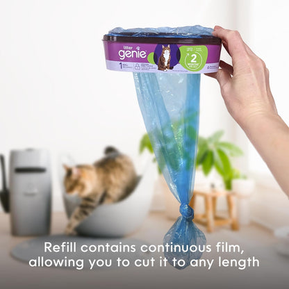 Litter Genie Refill Bags (4-Pack) | Multi-Layers of Odor-Barrier Technology | 1 Square Refill Cartridge Lasts Up to 2 Months Per Cat