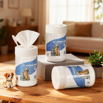 3 Pack Hypoallergenic Pet Grooming Wipes for Dogs and Cats Pet Wipes Jar 240 Total Bottle Deodorizing Cleansing and Unscented Large Non Woven for Paws Faces Skin Folds and Bums