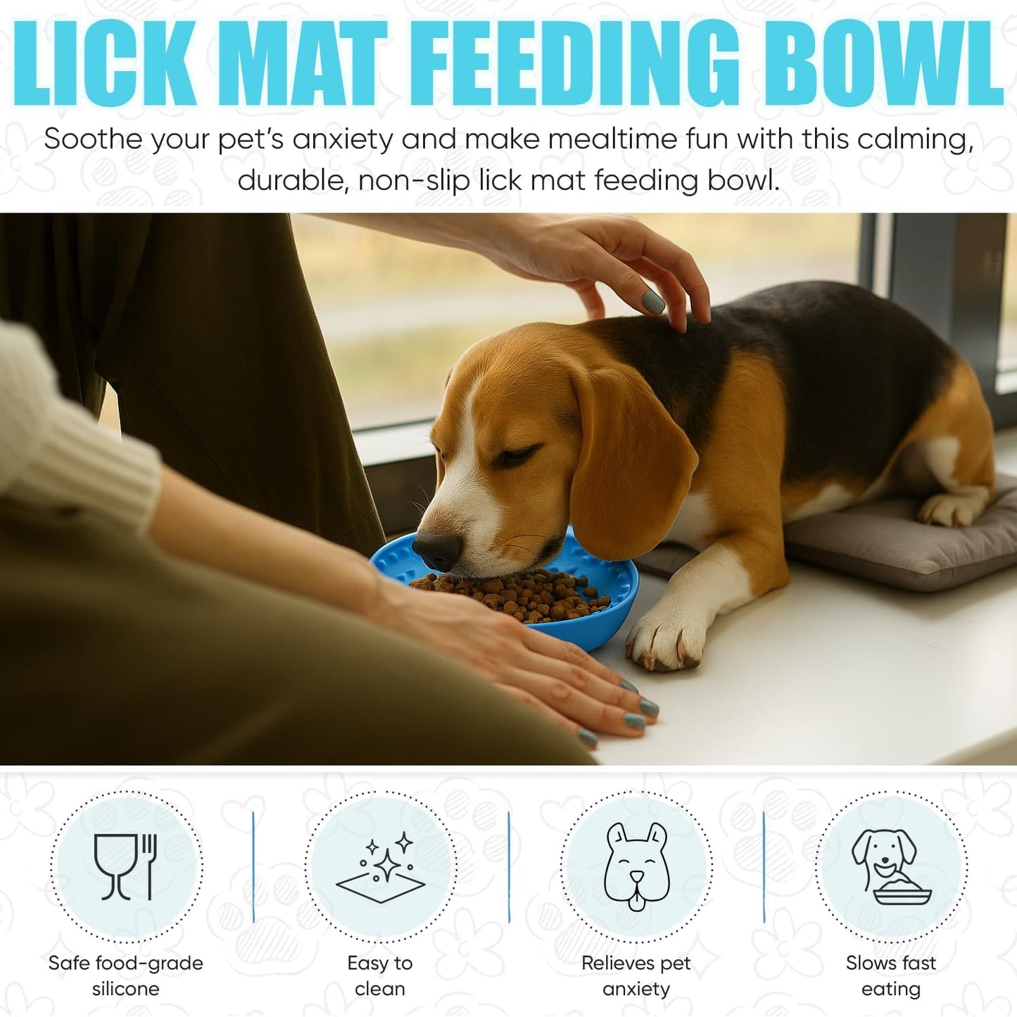 Lick mat for Dog Slow Feeder Bowl Anxiety Boredom Reducer Perfect for Yogurt, Peanut Butter. Wobble Dog Slow Feeder Bowl Easy to Clean - Non Slip Design BPA Free Silicone Licking mat - Blue