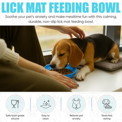 Lick mat for Dog Slow Feeder Bowl Anxiety Boredom Reducer Perfect for Yogurt, Peanut Butter. Wobble Dog Slow Feeder Bowl Easy to Clean - Non Slip Design BPA Free Silicone Licking mat - Blue