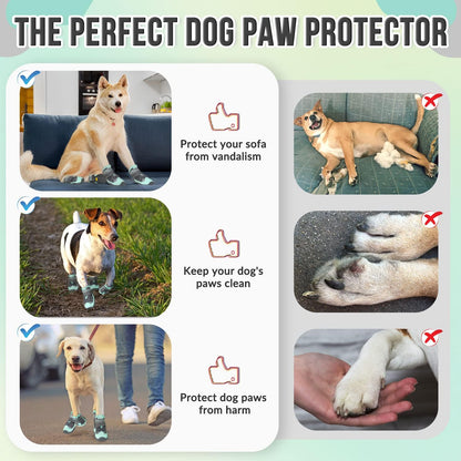 SlowTon Dog Shoes for Large Small Medium Dogs - Breathable Dog Boots for Summer Hot Pavement, Paw Protector for Outdoor Walking Winter Snow, Anti-Slip Rubber Dog Booties for Hardwood Floor (Green, 6)
