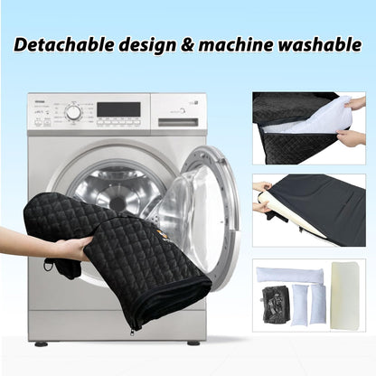 Dog Car Seat for Large Dog Car Bed Under 100LBS, Pet Booster Back Seat Removable Washable with Safety Tethers/Storage Pocket（Black）