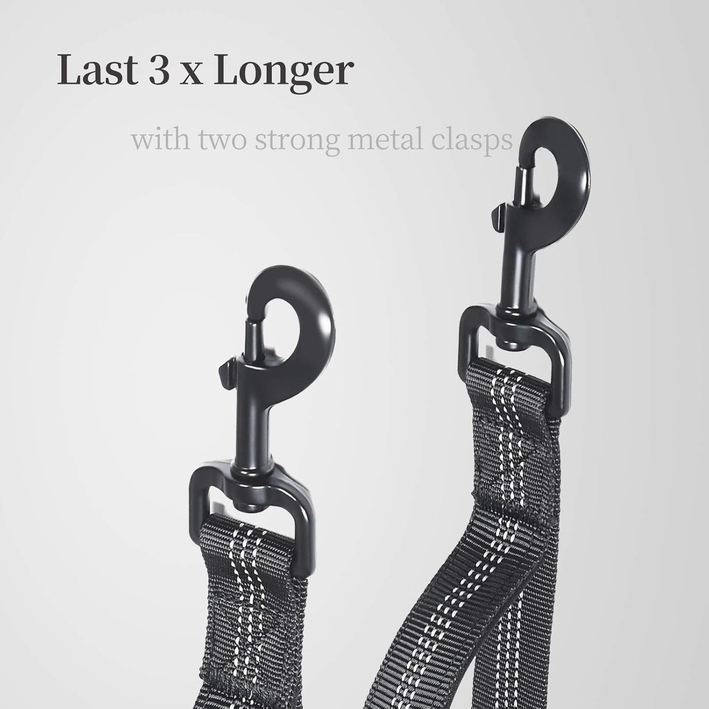 Double Dog Leash with Two Extra Traffic Handles, 360 Swivel No Tangle Dual Dog Walking Leash, Comfortable Shock Absorbing Reflective Bungee for Two Dogs (18~120 lbs, Black)