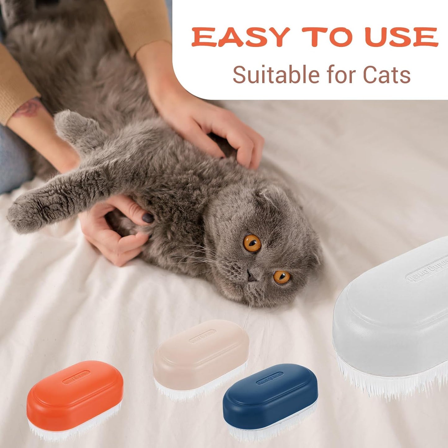 4Pcs Soft Cat Brush for Indoor Cats, Over 1000 Gentle Cat Tongue Brushes With Prickly Serrations, Lightweight Cats Grooming Brush for Daily Grooming & Enhancing Bonding, White