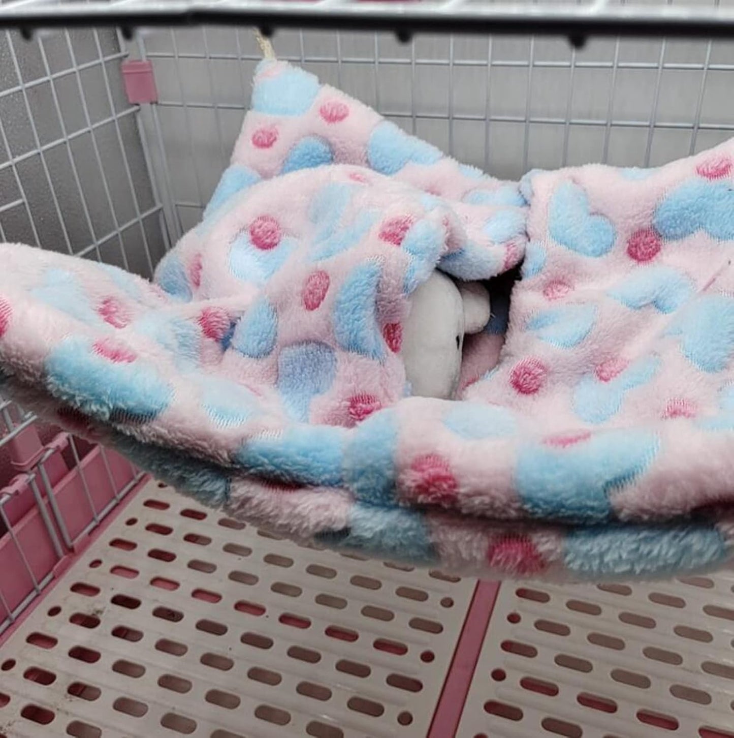 ISMARTEN Small Animal Hanging Hammock, Pet Hanging Nap Sack Sleep Bag Bed, Cage Hammock Beds for Ferret Guinea-Pig Sugar Glider Hamster Rat Mice Chinchilla Flying Gerbil and Squirrel (Pink)