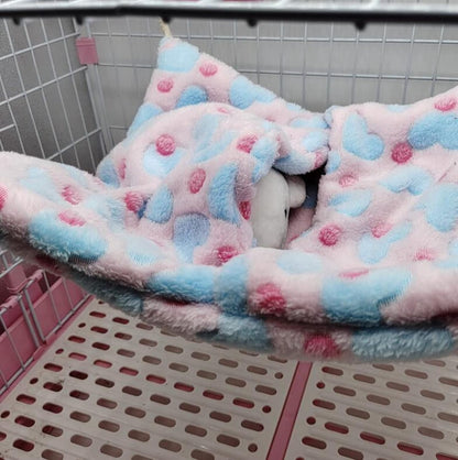 ISMARTEN Small Animal Hanging Hammock, Pet Hanging Nap Sack Sleep Bag Bed, Cage Hammock Beds for Ferret Guinea-Pig Sugar Glider Hamster Rat Mice Chinchilla Flying Gerbil and Squirrel (Pink)