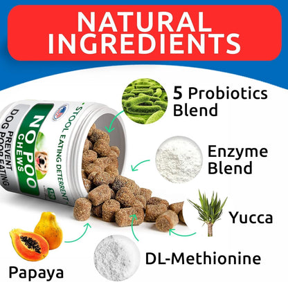 Anal Gland Guard Support + Stool Eating Deterrent with Probiotics - Scoot Treatment - Digestive Enzymes & Breath Aid Support - Stop Dog Poop Eating - Made in USA