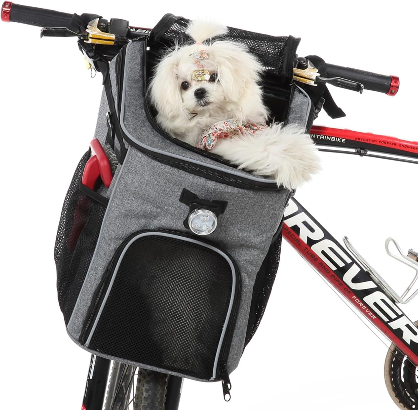 Dog Bike Basket Foldable Pet Carrier Backpack Large Waterproof Pet Bicycle Basket Portable Breathable Basket Bag for Dogs and Cats - Ideal for Pets up to 6.6 lbs