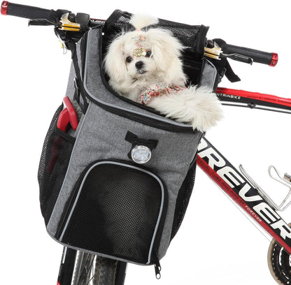 Dog Bike Basket Foldable Pet Carrier Backpack Large Waterproof Pet Bicycle Basket Portable Breathable Basket Bag for Dogs and Cats - Ideal for Pets up to 6.6 lbs