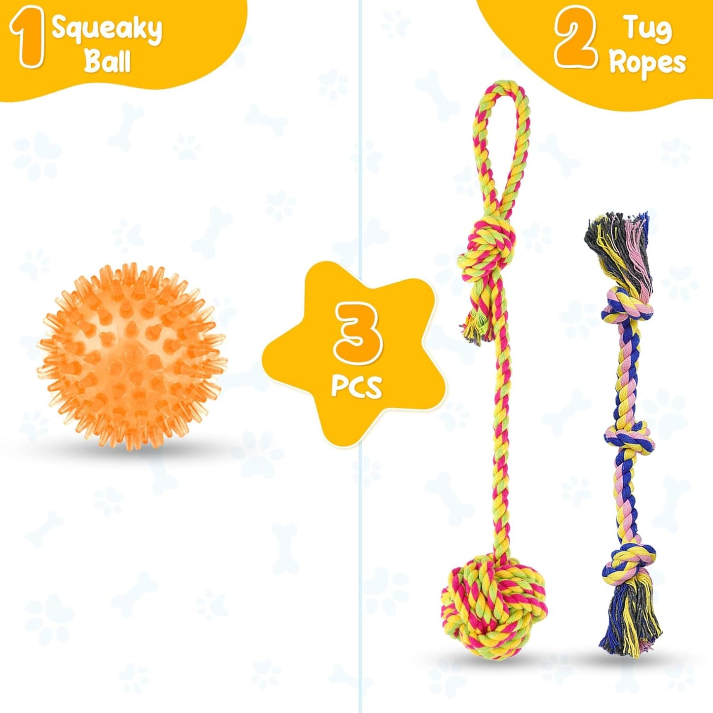 Puppy Toys for Small Dog with Rope Toys and Squeaky Ball