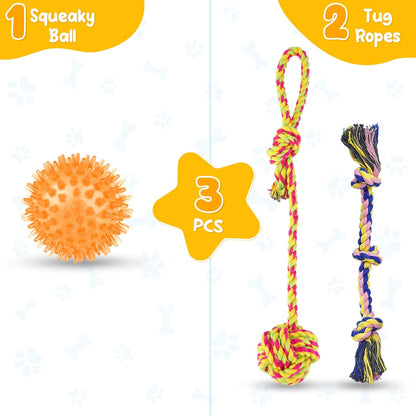 Puppy Toys for Small Dog with Rope Toys and Squeaky Ball
