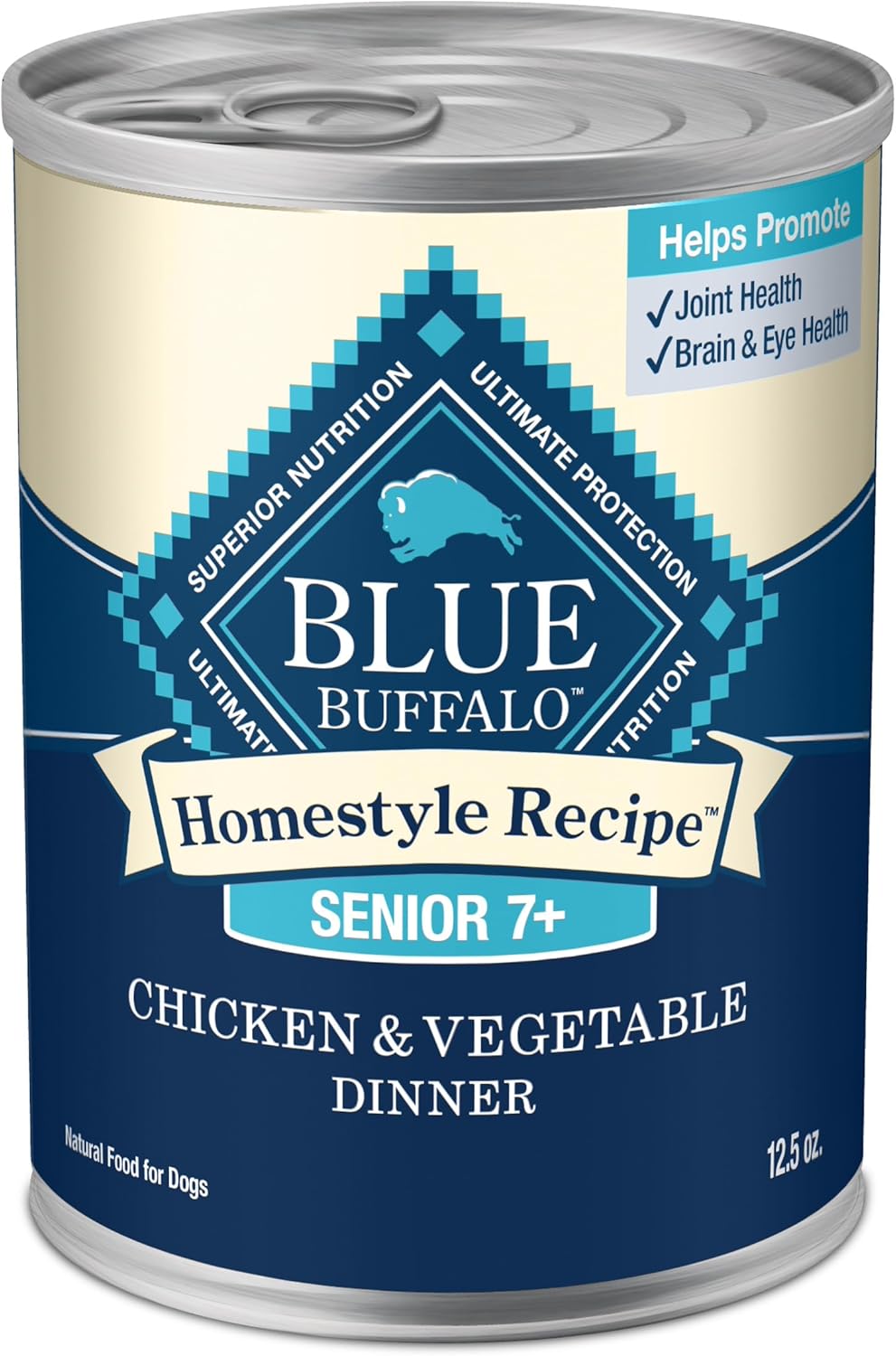 Blue Buffalo Homestyle Recipe Senior Wet Dog Food, Made with Natural Ingredients, Chicken Dinner with Garden Vegetables, 12.5-oz Cans (12 Count)
