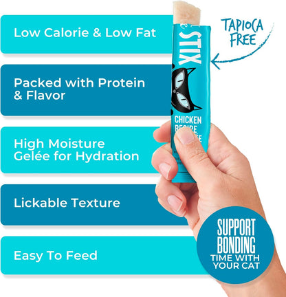 Tiki Cat Stix Gelee Wet Cat Treats, Chicken, 3 oz. Pouch (12 Count) (Pack of 2)