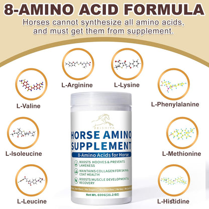 Horse Supplement for Joint, Hoof, and Coat Health, 8 Amino Acids for Horses, 30-Day Fast Results, XL Power Formula Boost Hooves & Prevent Lameness, Immune Health, Muscle Growth, 110-Day Supply