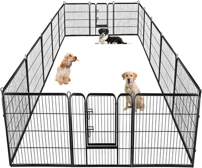 BestPet | Dog Playpen | 40 Inch, 16 Panels | Heavy Duty Metal Pet Exercise Pen | Indoor Outdoor Fence Panels | Rust-Resistant, Removable, Tool-Free Setup | Anti-Skid, Expandable Design