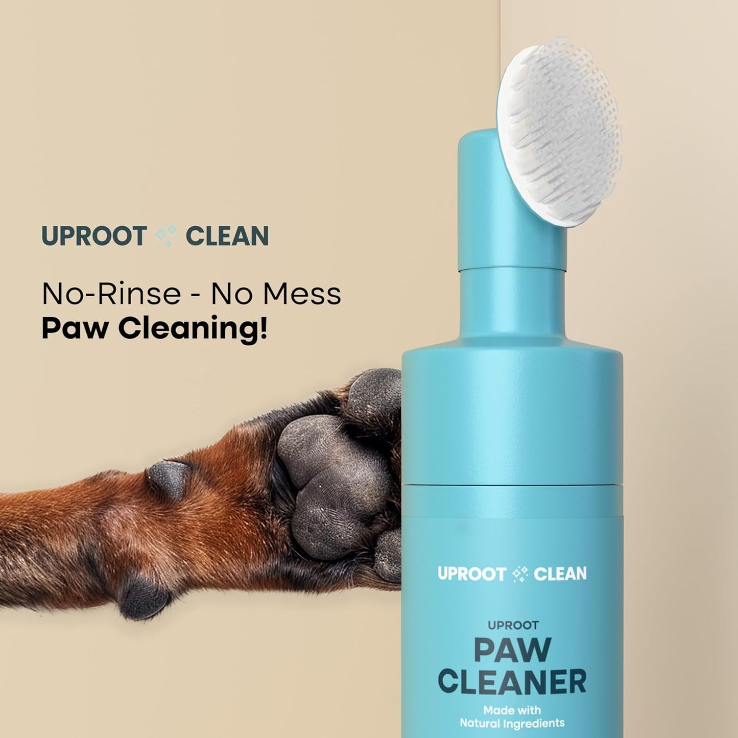 Uproot Clean Muddy Pet Bundle: QuickClean Gloves Pro Wipes for Paws and Butt (and Everything Else) Plus On-The-Go Dog Paw Cleaner Brush with Foam - The Mess-Free Way to Get Back Home After Adventures