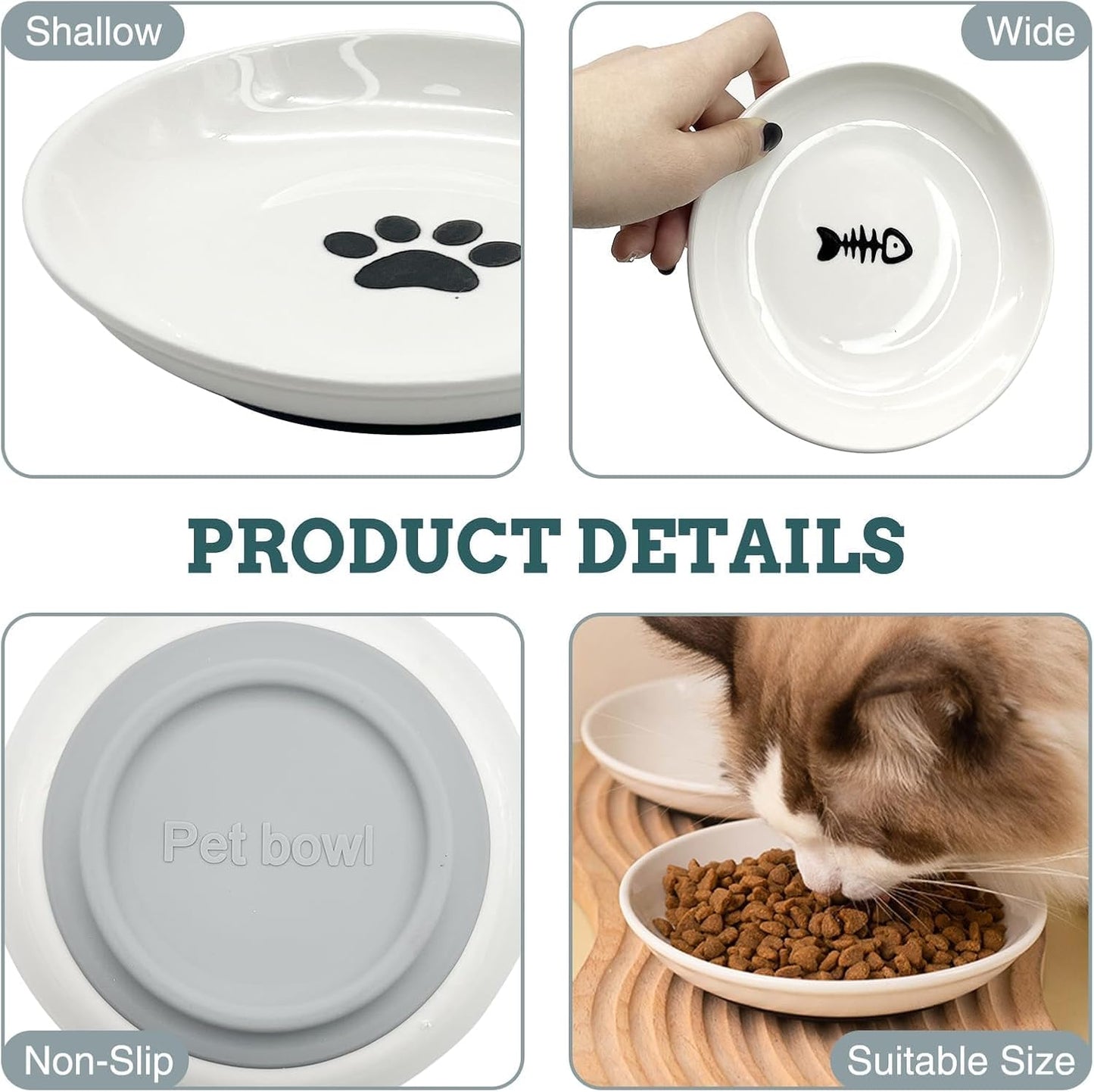 BNOSDM Raised Cat Slow Feeder Bowl and Non Skid Cat Food Bowls for Cats and Dogs