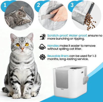 4 Pack Top-Entry Liners Compatible with Modkat XL Litter Box, Reusable Litter Box Liner Type C with Carrying Handles, Waterproof & Scratch-Resistant Liner for Cat Litter Box