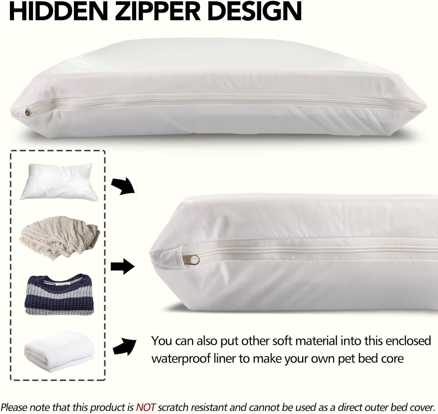 Waterproof Dog Bed Liner, Washable Replacement Cover Reusable Pet Pee Water Resistant Proof with Zipper, Liner Only 41x29 inch