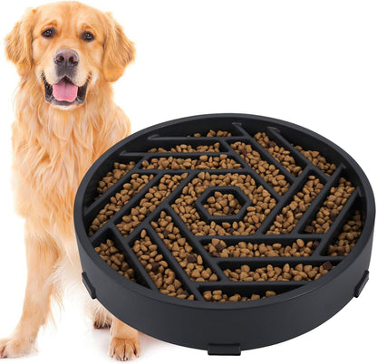 TOBYTO Slow Feeder Dog Bowls Large Medium Breed,Anti-Choking Slow Eating Dog Food Bowl,Non Slip Pet Slower Food Feeding Bowls Large Puzzle Slow Feeder Bloat Stop Maze Dog Dishes,Black
