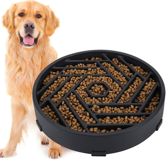 TOBYTO Slow Feeder Dog Bowls Large Medium Breed,Anti-Choking Slow Eating Dog Food Bowl,Non Slip Pet Slower Food Feeding Bowls Large Puzzle Slow Feeder Bloat Stop Maze Dog Dishes,Black