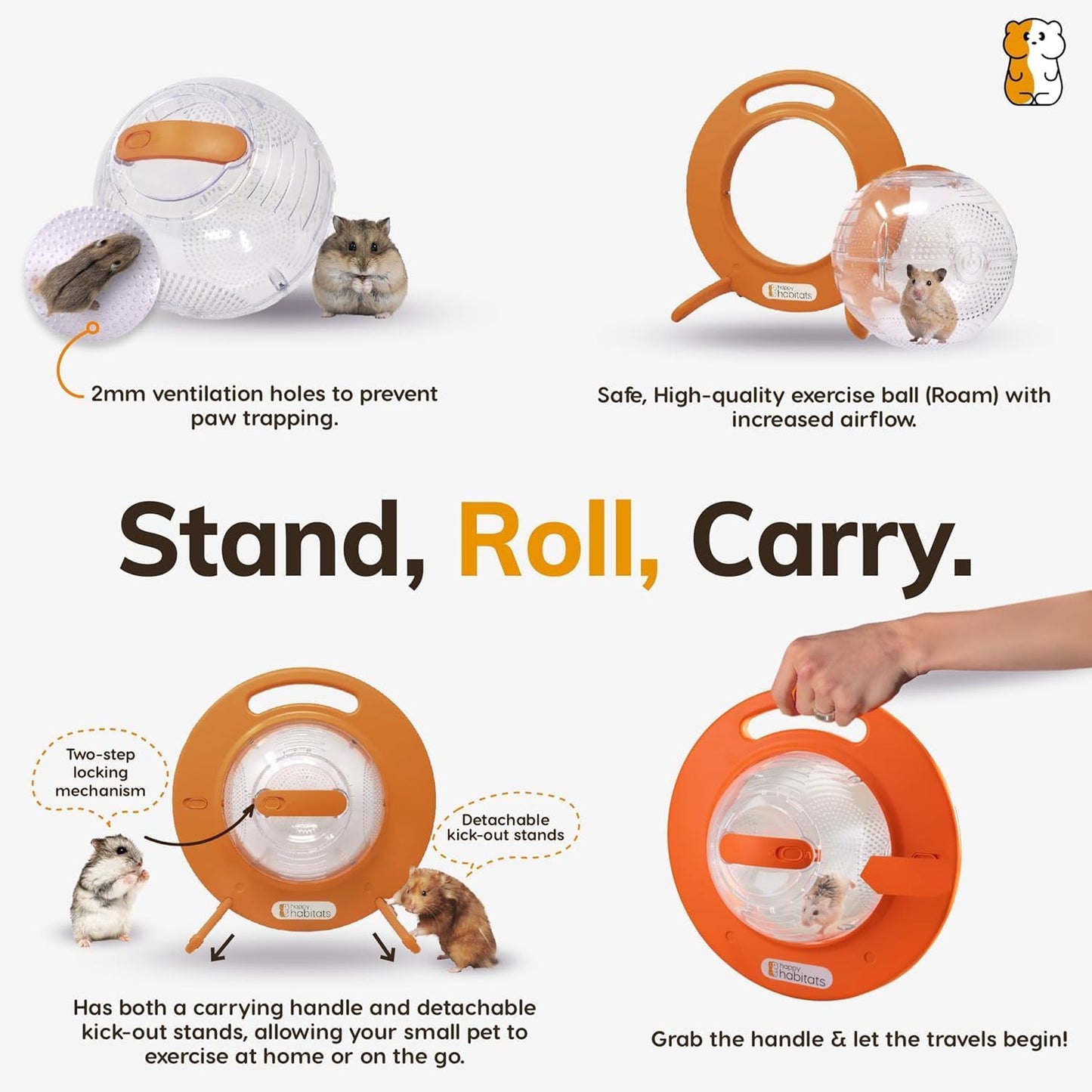 Roam Ring Accessory – Convert Your Hamster Ball into a Small Pet Carrier for Safe, Active Play – Small Animal Toys for Gerbils, Mice & More – Must-Have Pet Rat and Hamster Accessories
