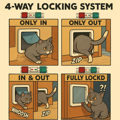 Extra Large Cat Door with 4-Way Lock (Outer Size 11"x9.8"), Weatherproof Flap for Cats & Small Dogs up to 25.5 lbs, White