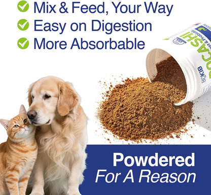 BOCASHI Probiotics for Dogs & Cats, Pet Fermented Nutritional Powder - Food Topper for Digestive Health, Gut Support, Diarrhea & Constipation, Immune Booster - Natural, Made in USA - 60 Scoops