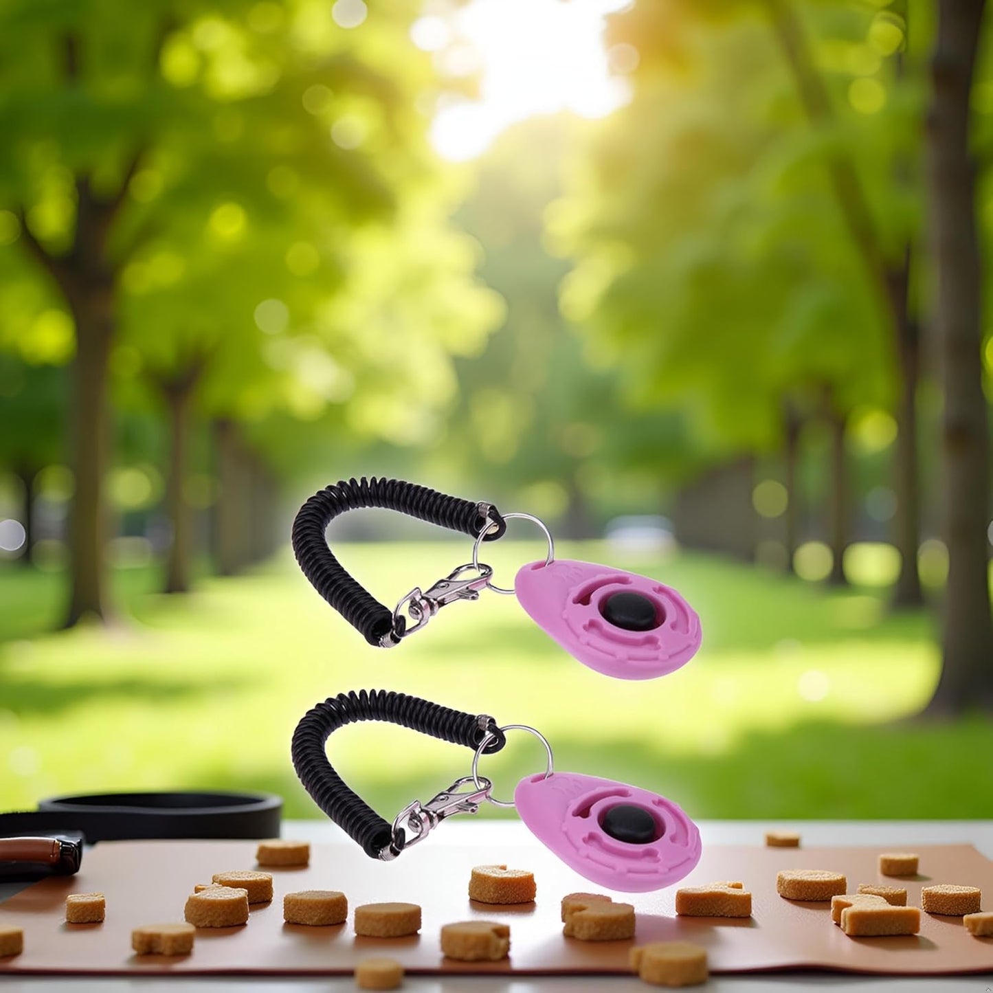 2Pcs Pink Clicker Easy to Use with Button Dog Training Accessories Strong and Long-Lasting,Training and Behavior Aids