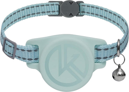 Airtag Holder Cat Tracking Collar 2025 Updated Design - Breakaway, Reflective Kitten Collar with Apple Air Tag Holder and Bell for Girl Boy Cats (Blue)