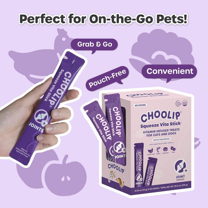 Choolip Bundle | 20pc Jumbo Squeeze Vita Sticks with Essential multivitamins + 49 Joint Support Squeeze Vita Sticks with Essential multivitamins [Both Products are for Cats & Dogs of All Life Stages]