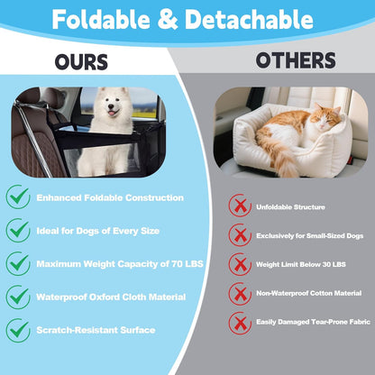 Dog Car Seat Medium Small Size Dog,Foldable Cat Car Seat with Seatbelt,Also Comes with A Pet Bed,Pet Travel Cars Seats