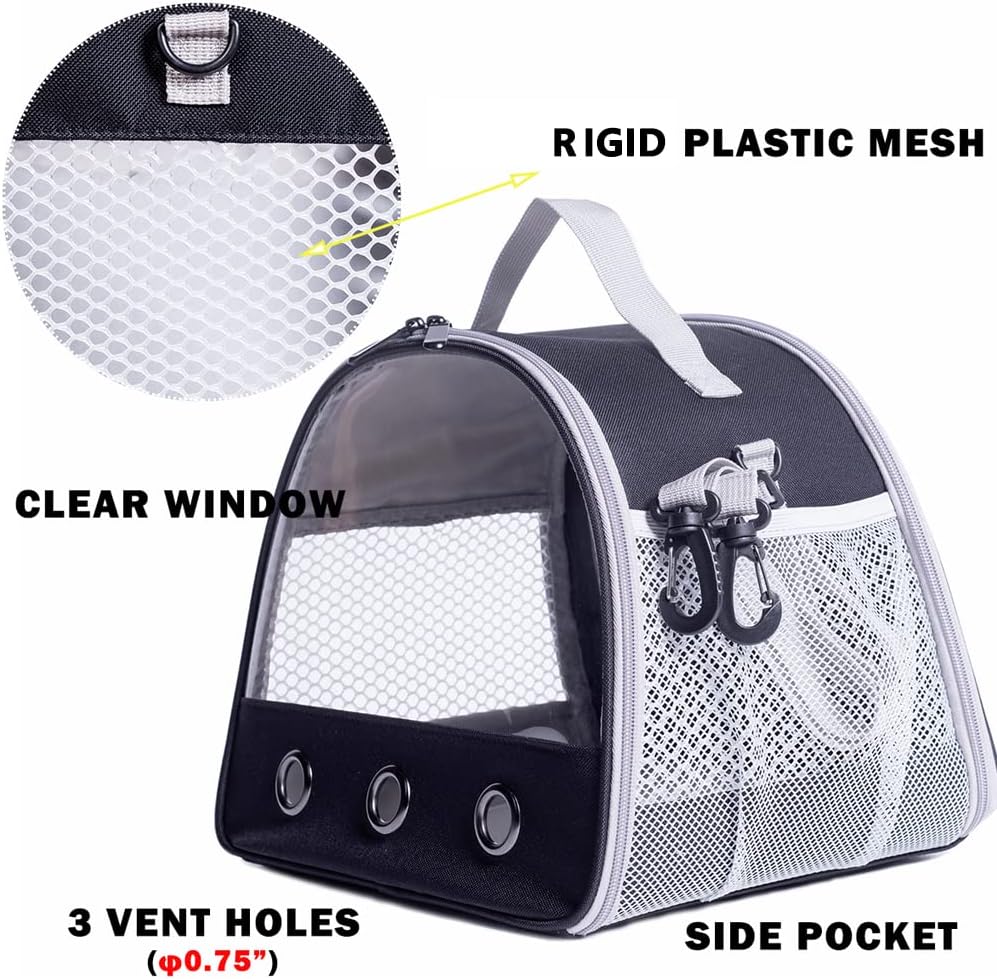 Guinea Pig Carrier Backpack, Clear Bubble Window Backpack for Guinea Pig, Bunny Rat Bird (Black, Carrier)