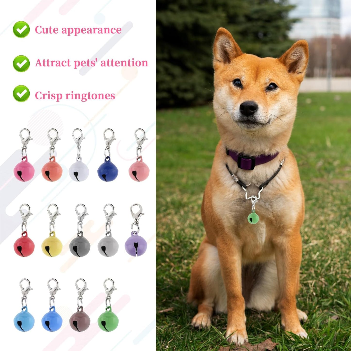 14 Pack Bells for Cat Dog Collars Charms Colourful Pet Small Bells with Clasps Cat and Dog Round Bell Pet Collar Accessories for Collars