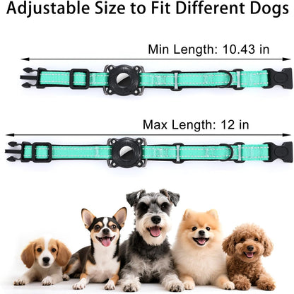 Airtag Dog Collar, Reflective Martingale Dog Collar with IP68 Waterproof Airtag Holder, Quick Release Buckle Soft Padded Collars for Large Medium Small Dogs, Green