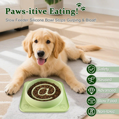 Slow Feeder Dog Bowls,Anti-Choking Silicone Puzzle Dog Food Bowl with Non-Slip Suction Cups,Slow Feeder Promotes Healthy Slow Eating,Ideal for Large Medium Small Dogs & Cats,Dishwasher Microwave Safe