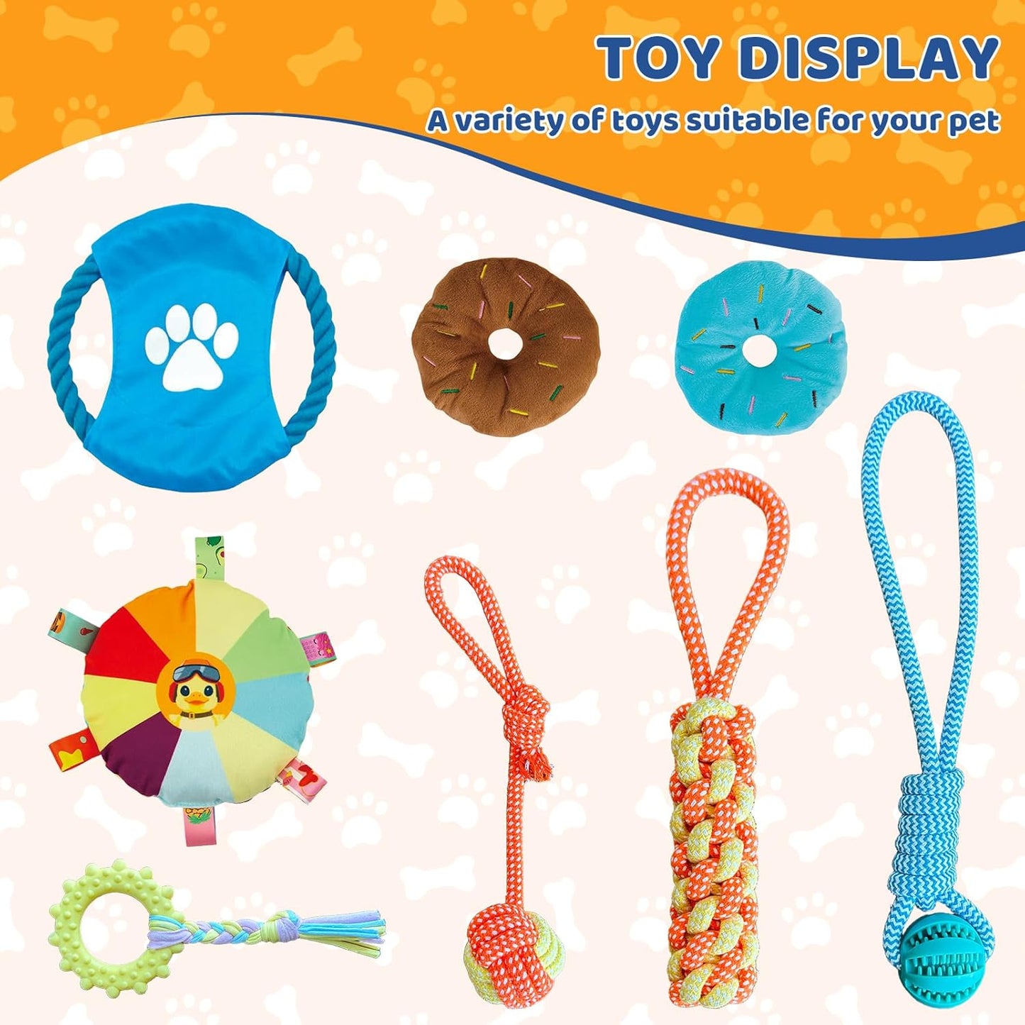 Puppy Play Gym with 8 Hanging Toys Indoor Play Gym Interactive Dog Toys for Boredom Enrichment Activity for Small Dog Teething PVC Frame Stretchy Rope with Velcro (19.6 x 19.6 x 19.6 inch)