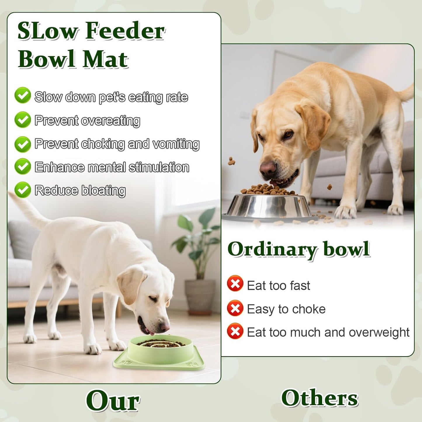Slow Feeder Dog Bowls,Anti-Choking Silicone Puzzle Dog Food Bowl with Non-Slip Suction Cups,Slow Feeder Promotes Healthy Slow Eating,Ideal for Large Medium Small Dogs & Cats,Dishwasher Microwave Safe