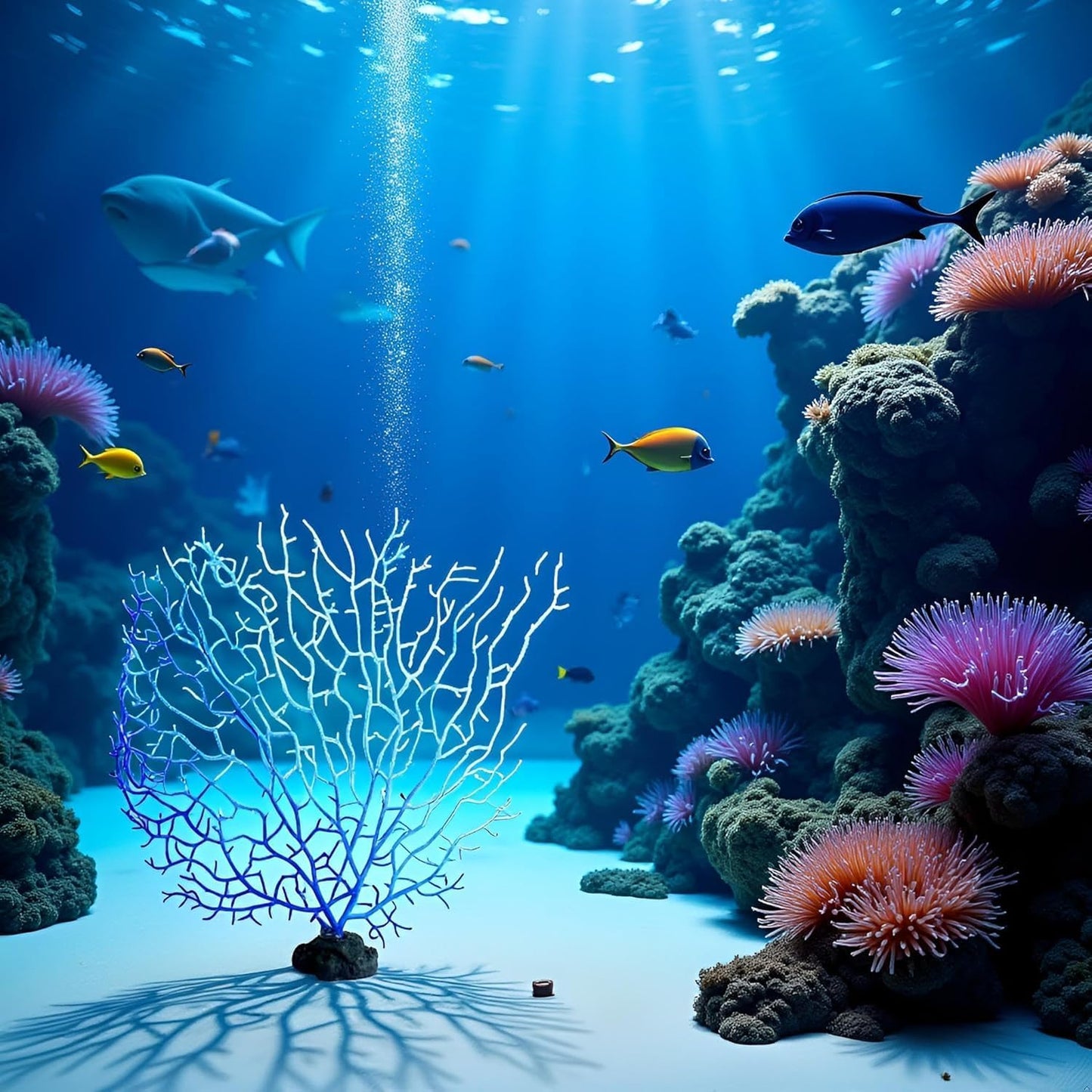 Blue Artificial Coral Branch Aquarium Decoration, Faux Ornament Fish Tanks Landscape Sea Fan Decorations Artificial Coral Branch Aquarium Décor