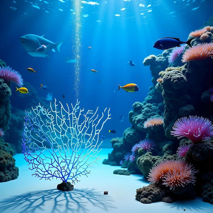 Blue Artificial Coral Branch Aquarium Decoration, Faux Ornament Fish Tanks Landscape Sea Fan Decorations Artificial Coral Branch Aquarium Décor